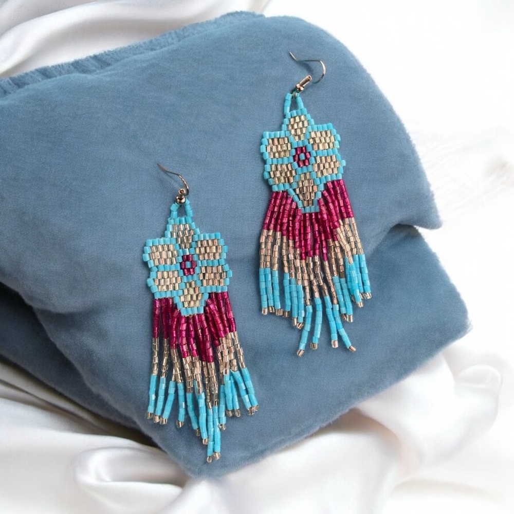 Sale! Gorgeous beaded fringe earrings